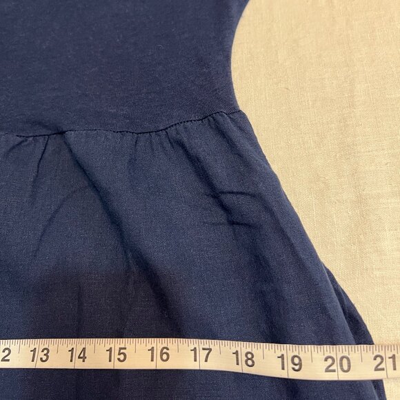 Tahari Women's Maxi Dress Navy Short Sleeve Size Small Linen Blend Pullover - Picture 8 of 9
